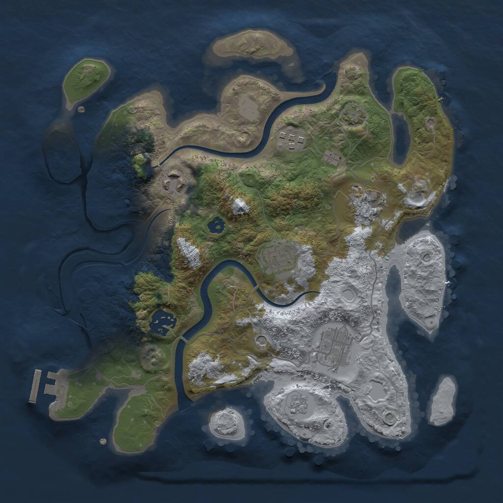 Rust Map: Procedural Map, Size: 3000, Seed: 1160501533, 11 Monuments