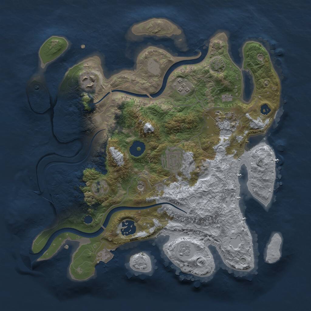 Rust Map: Procedural Map, Size: 3000, Seed: 1160501533, 9 Monuments