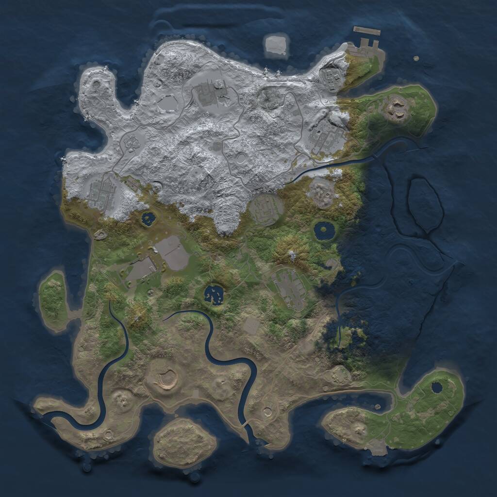 Rust Map: Procedural Map, Size: 3700, Seed: 70351, 15 Monuments