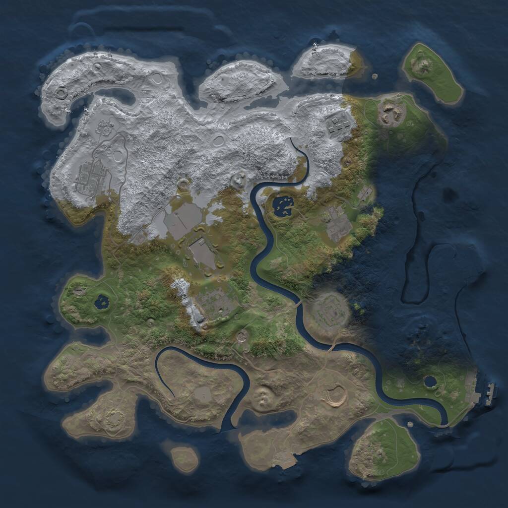 Rust Map: Procedural Map, Size: 3500, Seed: 1232656956, 15 Monuments