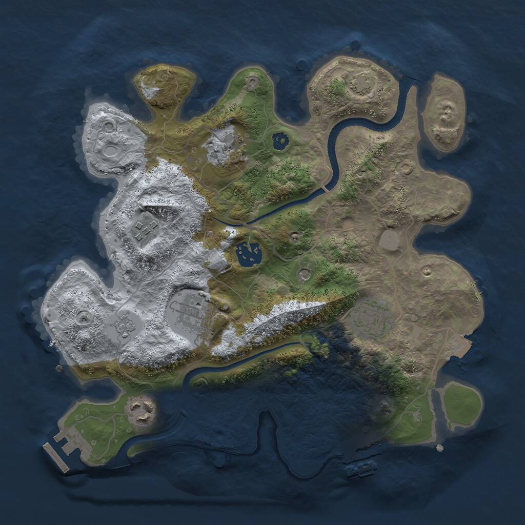 Rust Map: Procedural Map, Size: 3000, Seed: 1184324943, 12 Monuments
