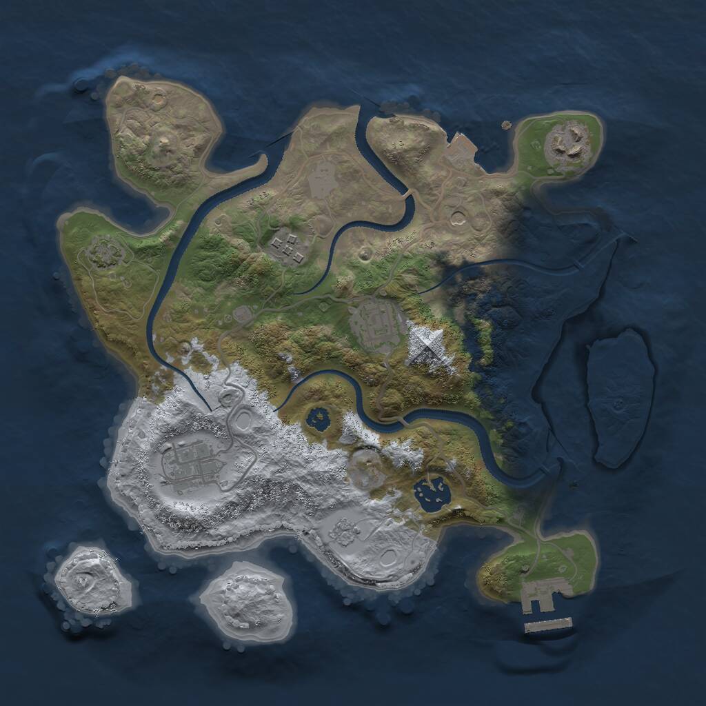 Rust Map: Procedural Map, Size: 3000, Seed: 16289, 10 Monuments