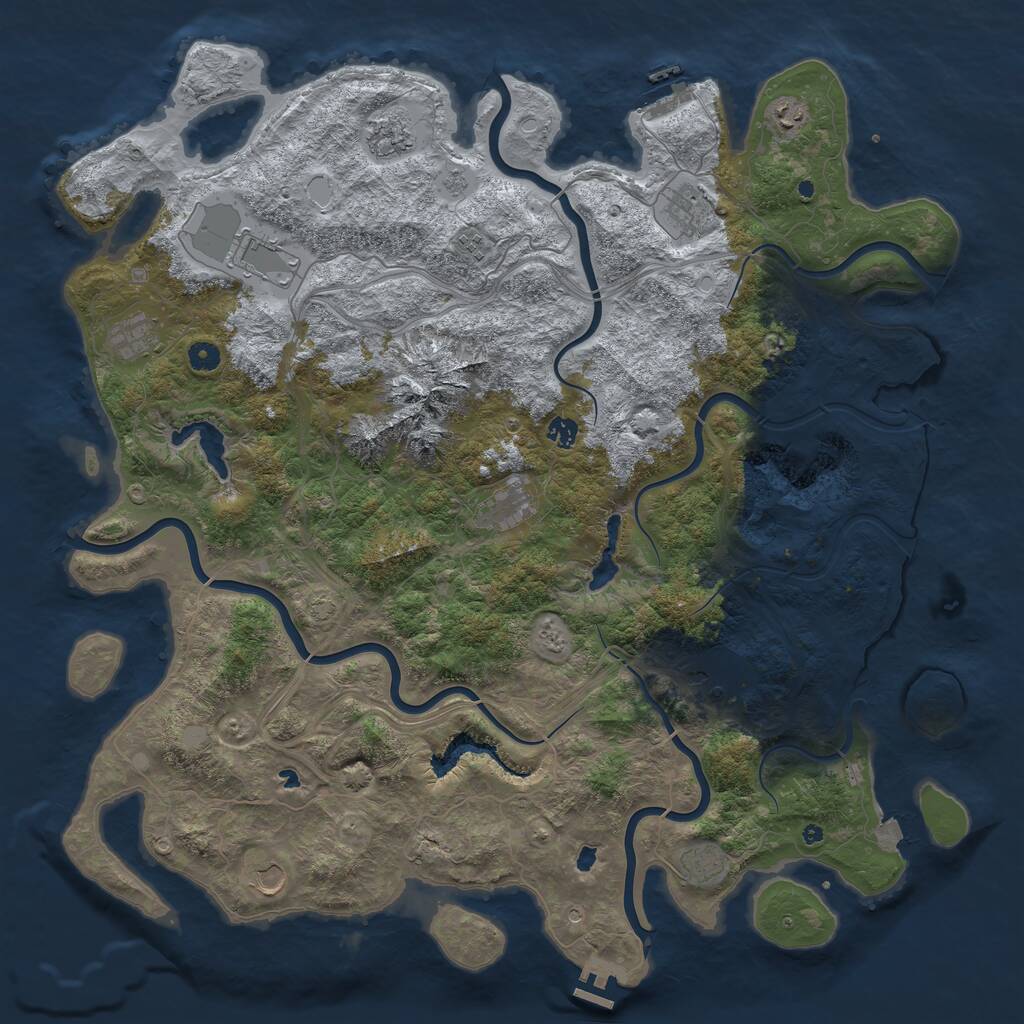 Rust Map: Procedural Map, Size: 5000, Seed: 2024552370, 17 Monuments