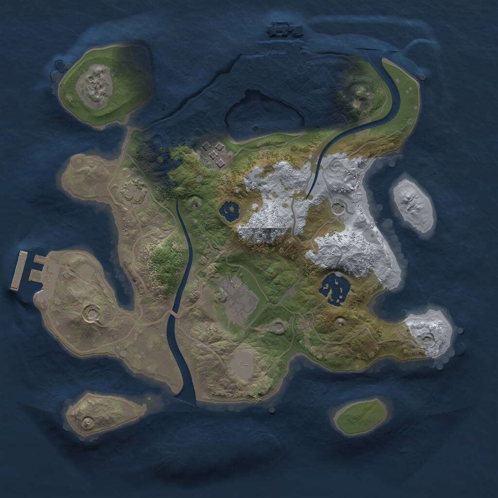 Rust Map: Procedural Map, Size: 2500, Seed: 32864, 8 Monuments