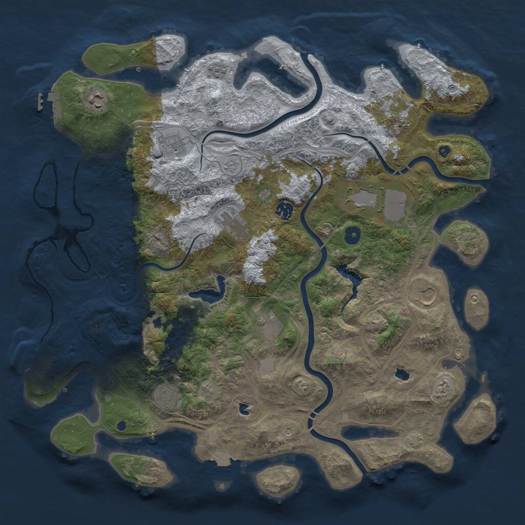 Rust Map: Procedural Map, Size: 4500, Seed: 56873425, 16 Monuments