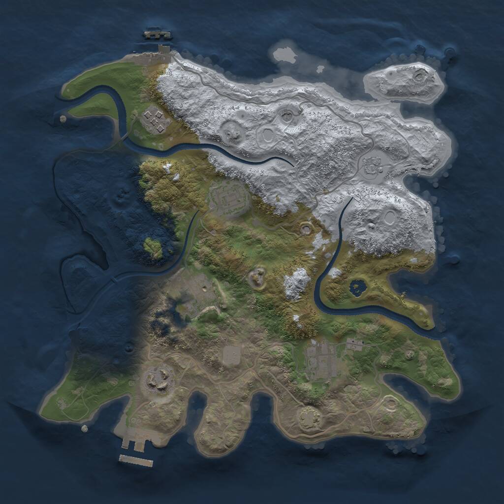 Rust Map: Procedural Map, Size: 3000, Seed: 631654193, 11 Monuments