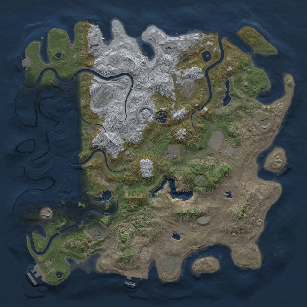 Rust Map: Procedural Map, Size: 4500, Seed: 981445471, 16 Monuments