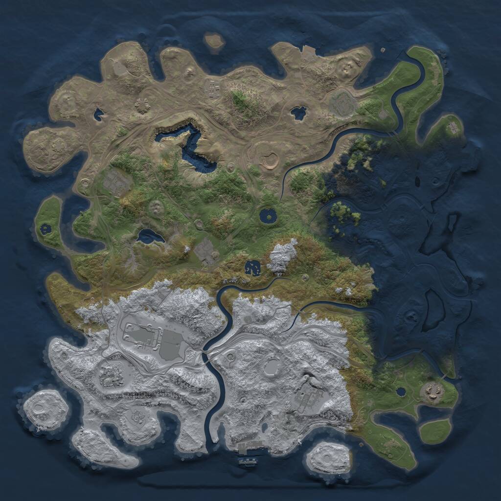 Rust Map: Procedural Map, Size: 4500, Seed: 93360222, 16 Monuments