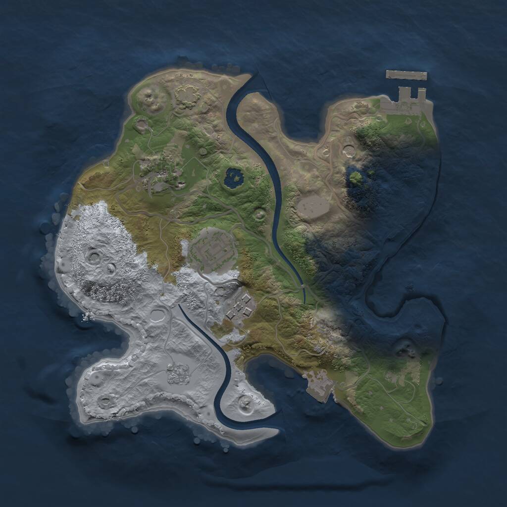 Rust Map: Procedural Map, Size: 2500, Seed: 1163450040, 8 Monuments