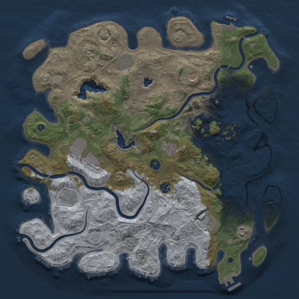 Rust Map: Procedural Map, Size: 4250, Seed: 1862995035, 16 Monuments