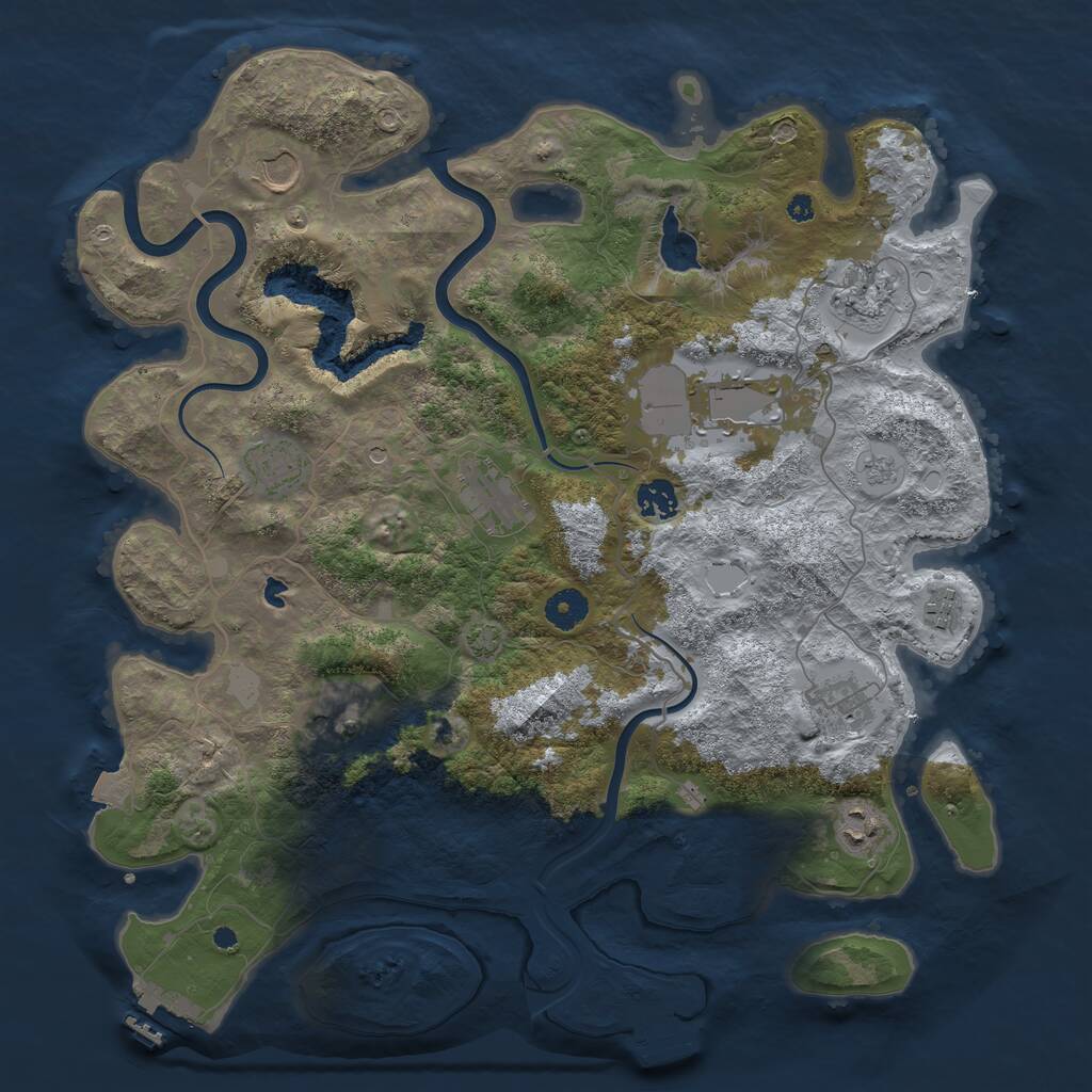 Rust Map: Procedural Map, Size: 4000, Seed: 32439, 16 Monuments