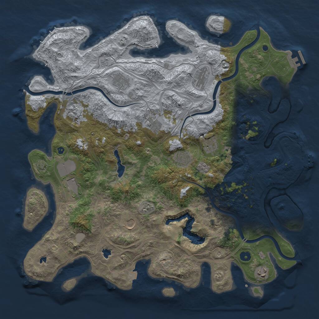 Rust Map: Procedural Map, Size: 4500, Seed: 326057211, 16 Monuments