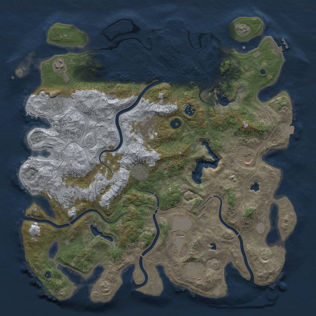 Rust Map: Procedural Map, Size: 4500, Seed: 9727825, 16 Monuments