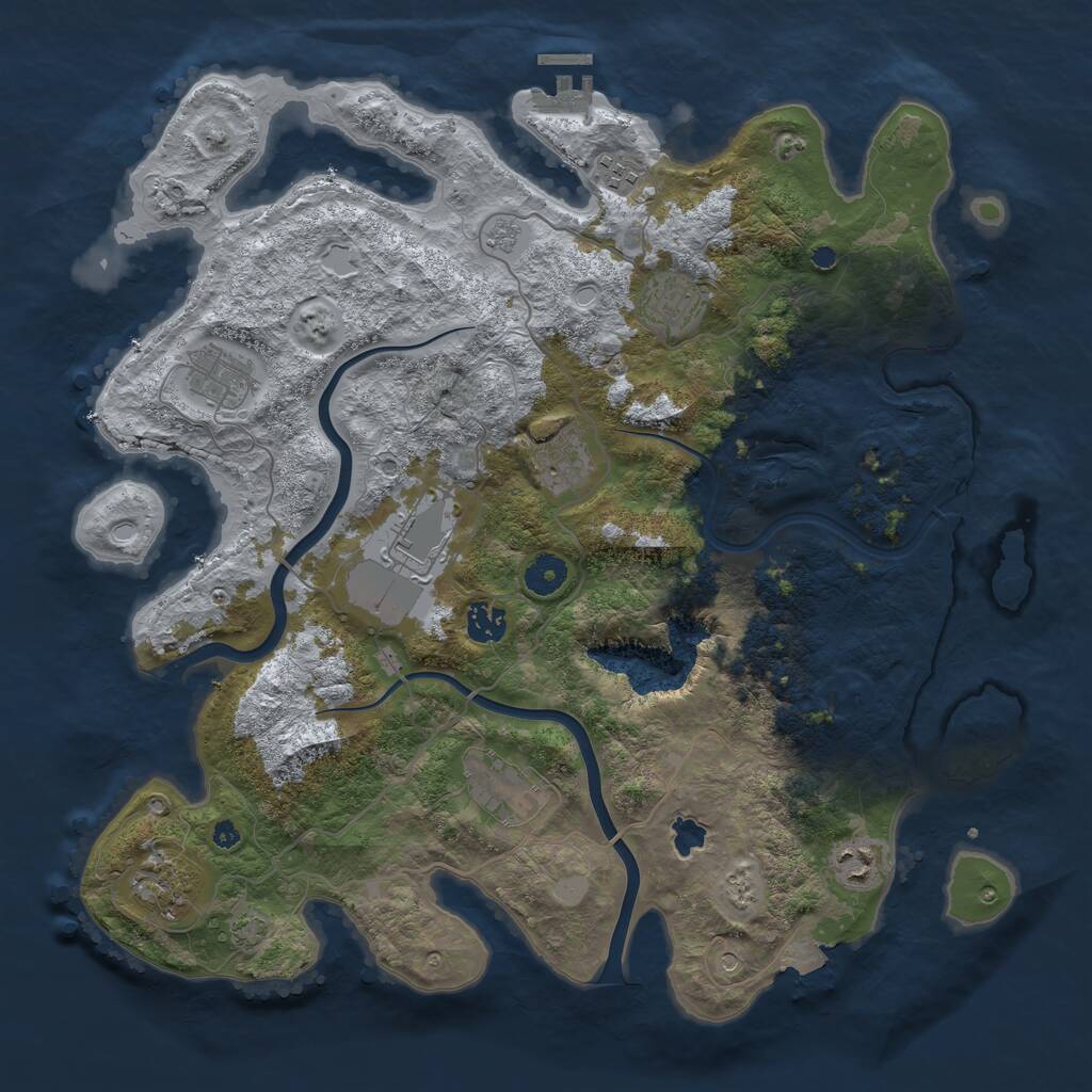 Rust Map: Procedural Map, Size: 4000, Seed: 1352812900, 14 Monuments