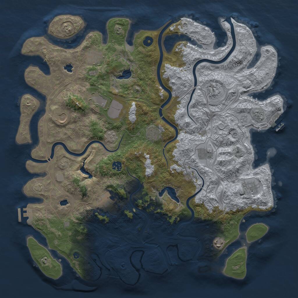 Rust Map: Procedural Map, Size: 4500, Seed: 579817423, 17 Monuments