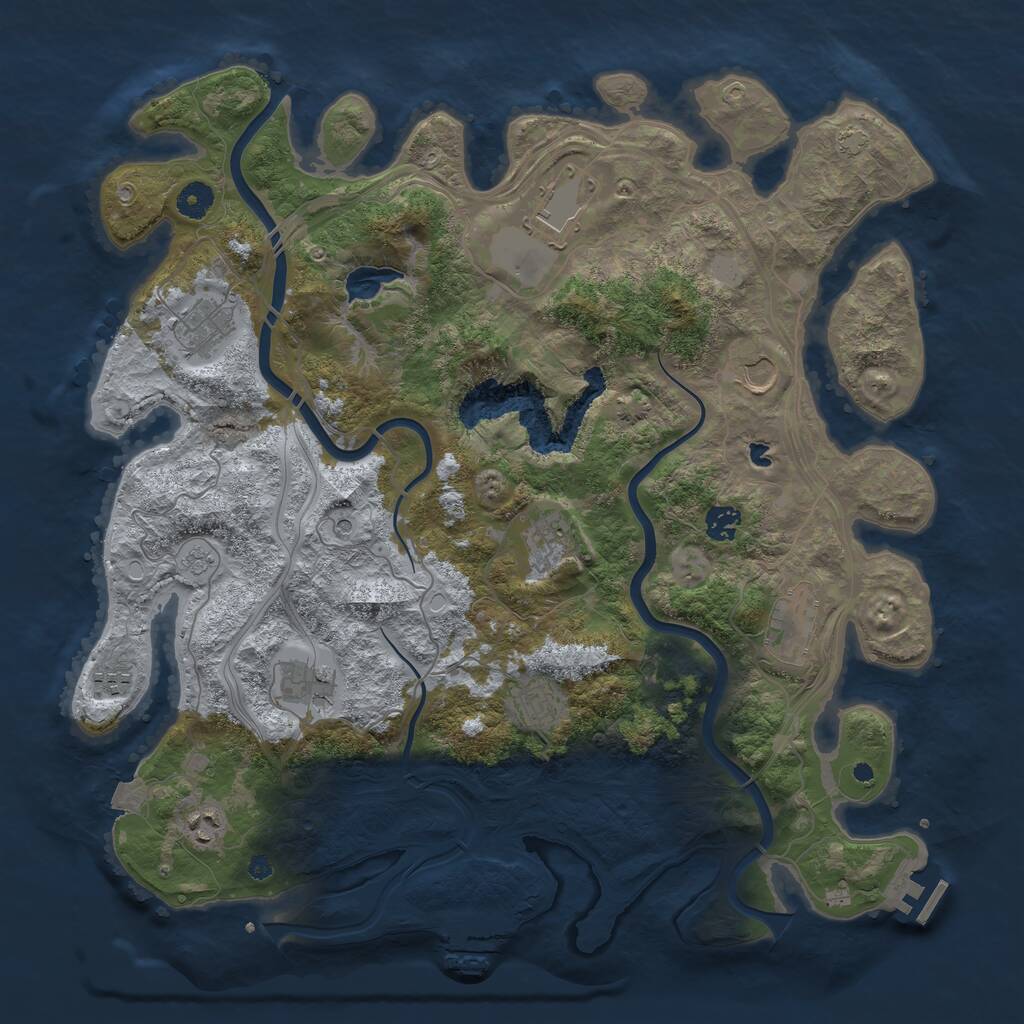 Rust Map: Procedural Map, Size: 4250, Seed: 56691097, 16 Monuments