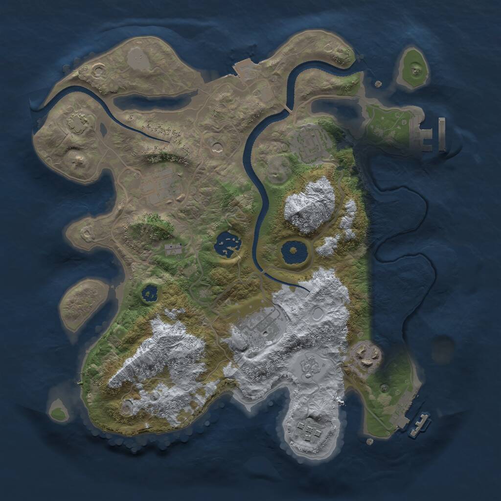 Rust Map: Procedural Map, Size: 3000, Seed: 393865257, 12 Monuments
