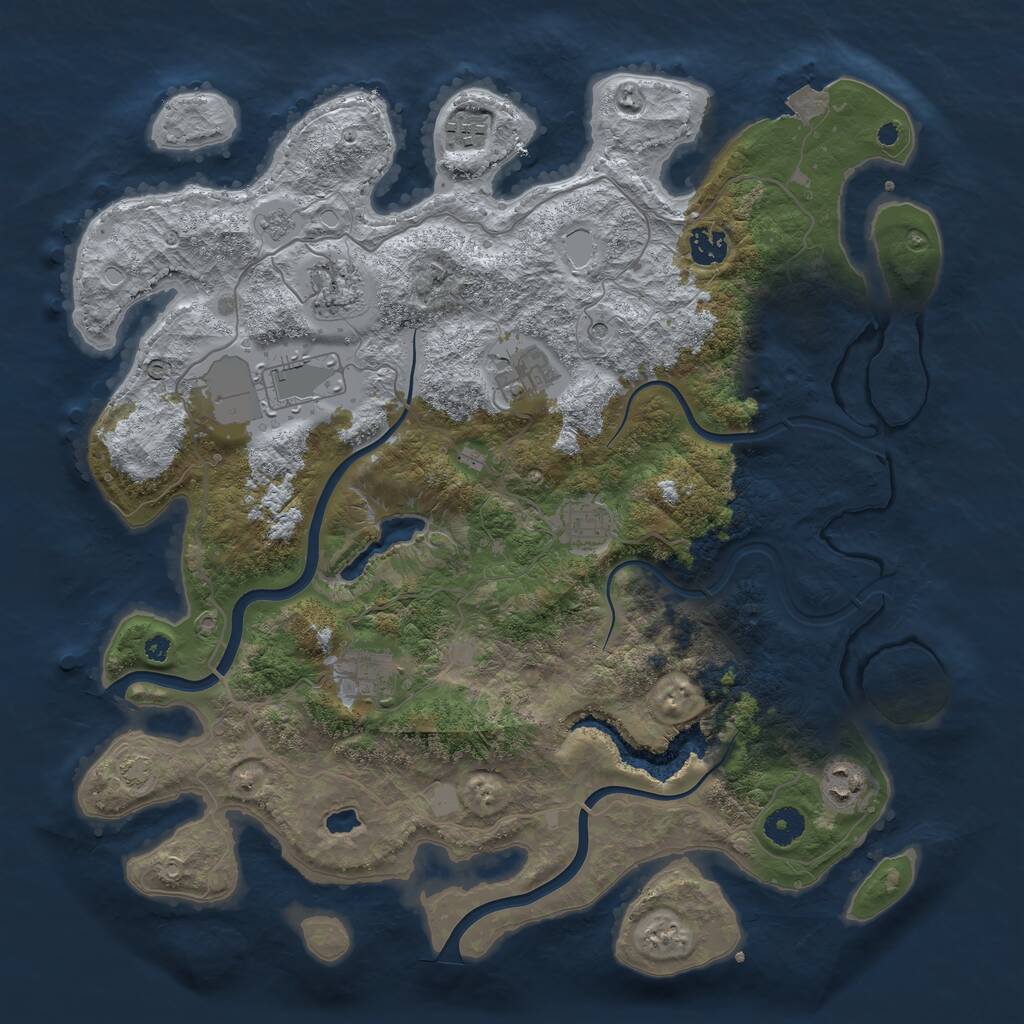 Rust Map: Procedural Map, Size: 4000, Seed: 1232656956, 12 Monuments