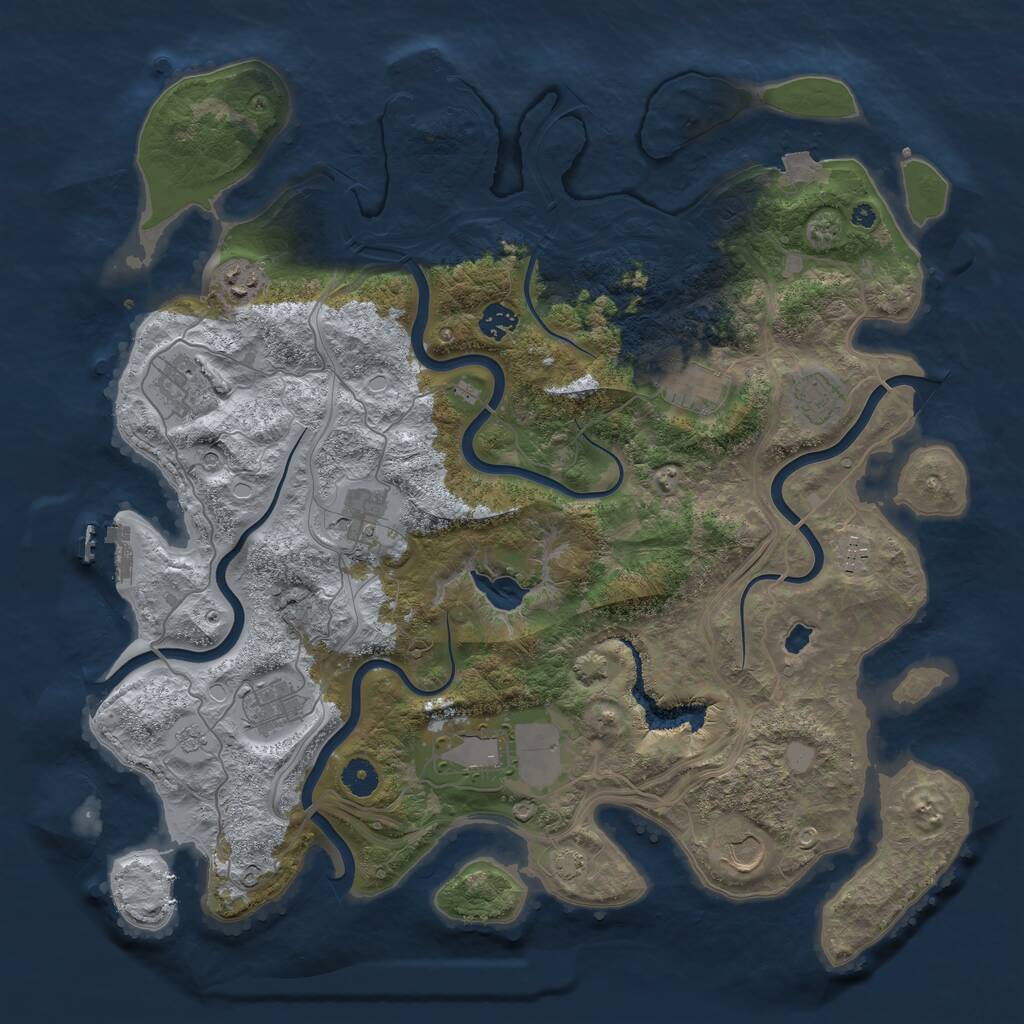 Rust Map: Procedural Map, Size: 4250, Seed: 341212843, 16 Monuments