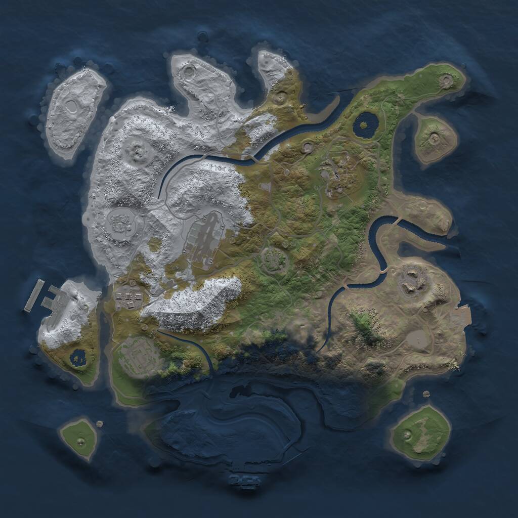 Rust Map: Procedural Map, Size: 3000, Seed: 1270961190, 10 Monuments