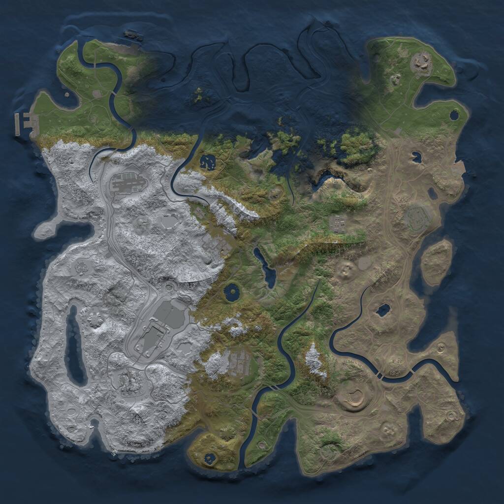 Rust Map: Procedural Map, Size: 4500, Seed: 197348235, 16 Monuments