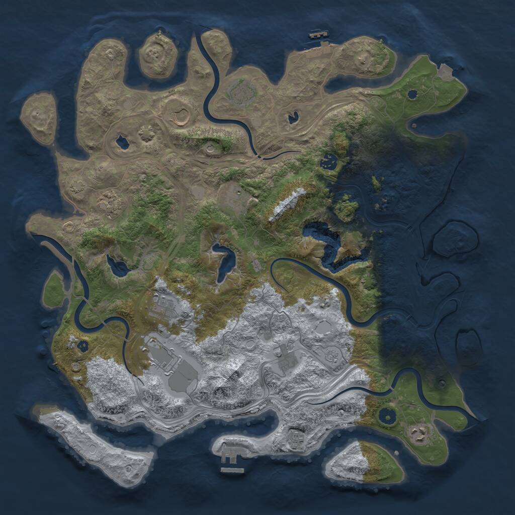 Rust Map: Procedural Map, Size: 4500, Seed: 947805145, 16 Monuments