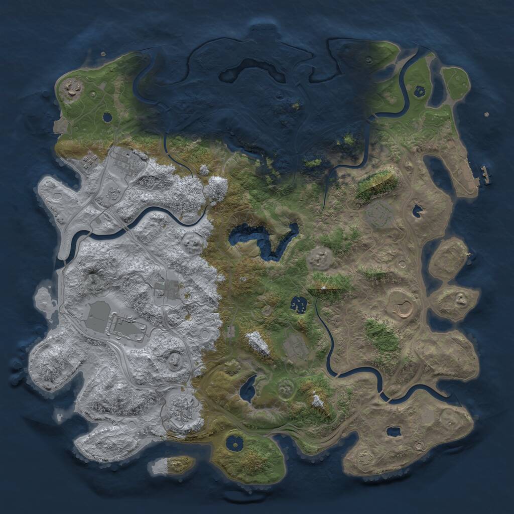 Rust Map: Procedural Map, Size: 4500, Seed: 1291464914, 16 Monuments