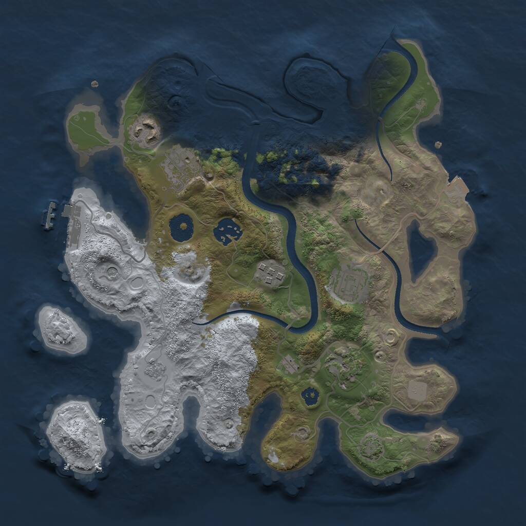 Rust Map: Procedural Map, Size: 3000, Seed: 381357997, 11 Monuments