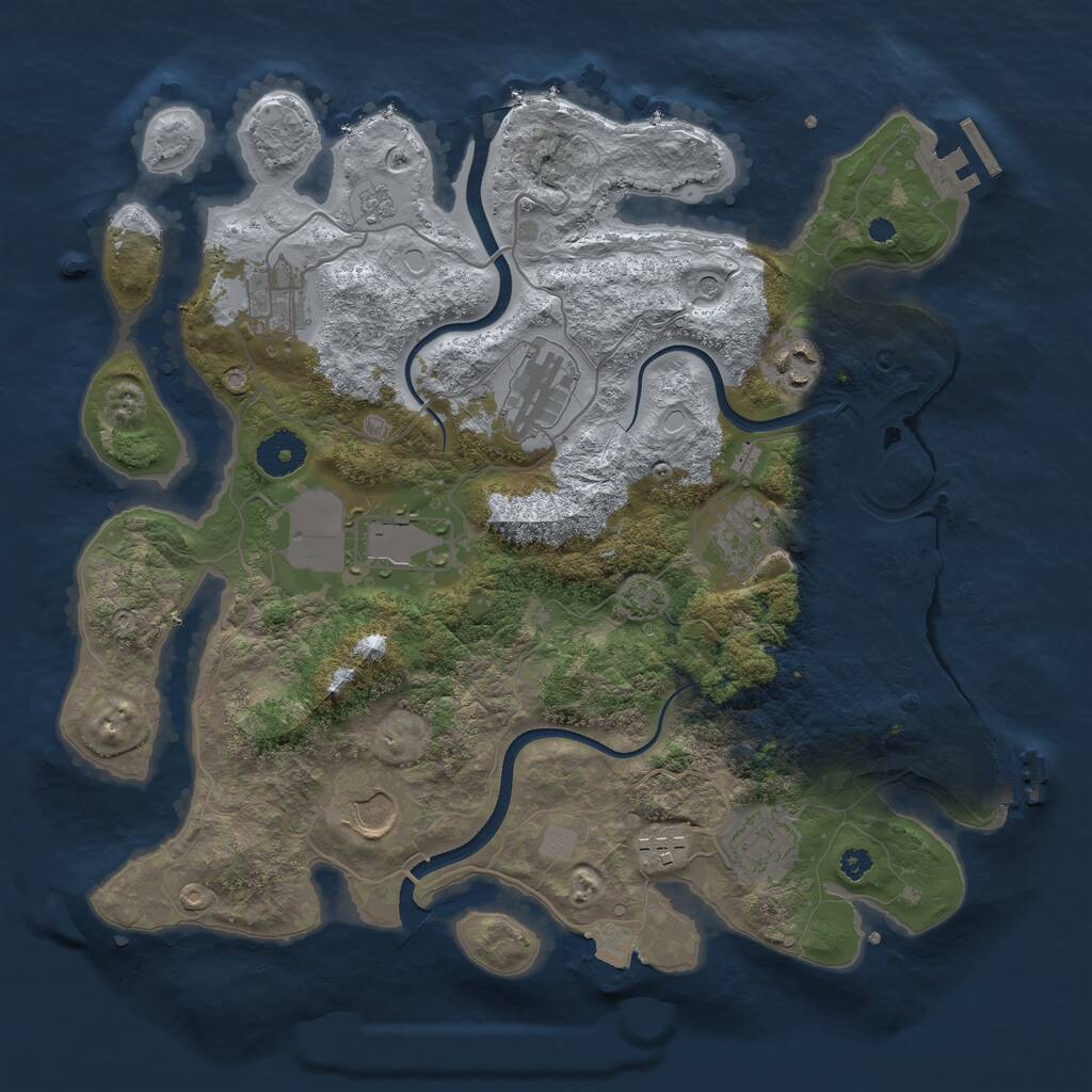 Rust Map: Procedural Map, Size: 3500, Seed: 1120870835, 14 Monuments