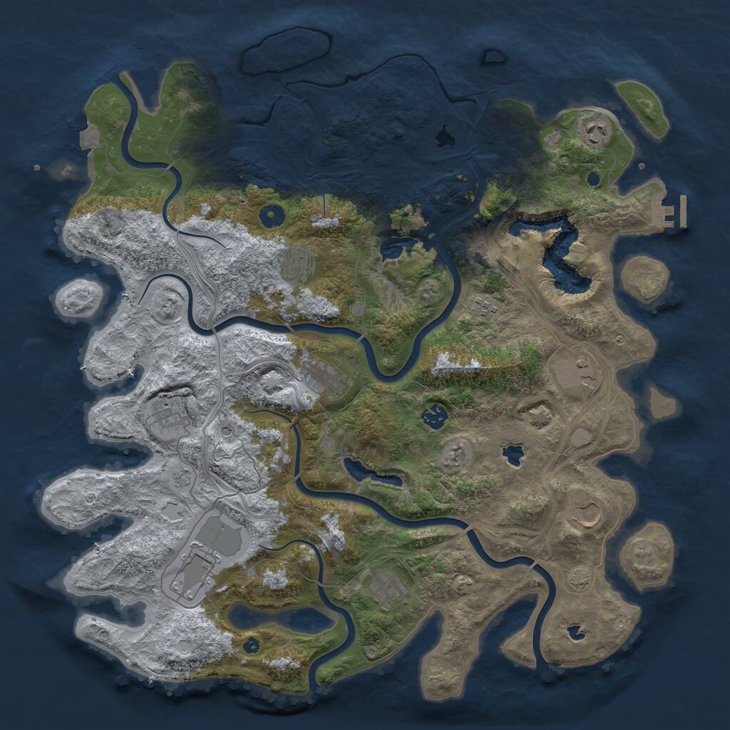 Rust Map: Procedural Map, Size: 4500, Seed: 911789851, 15 Monuments