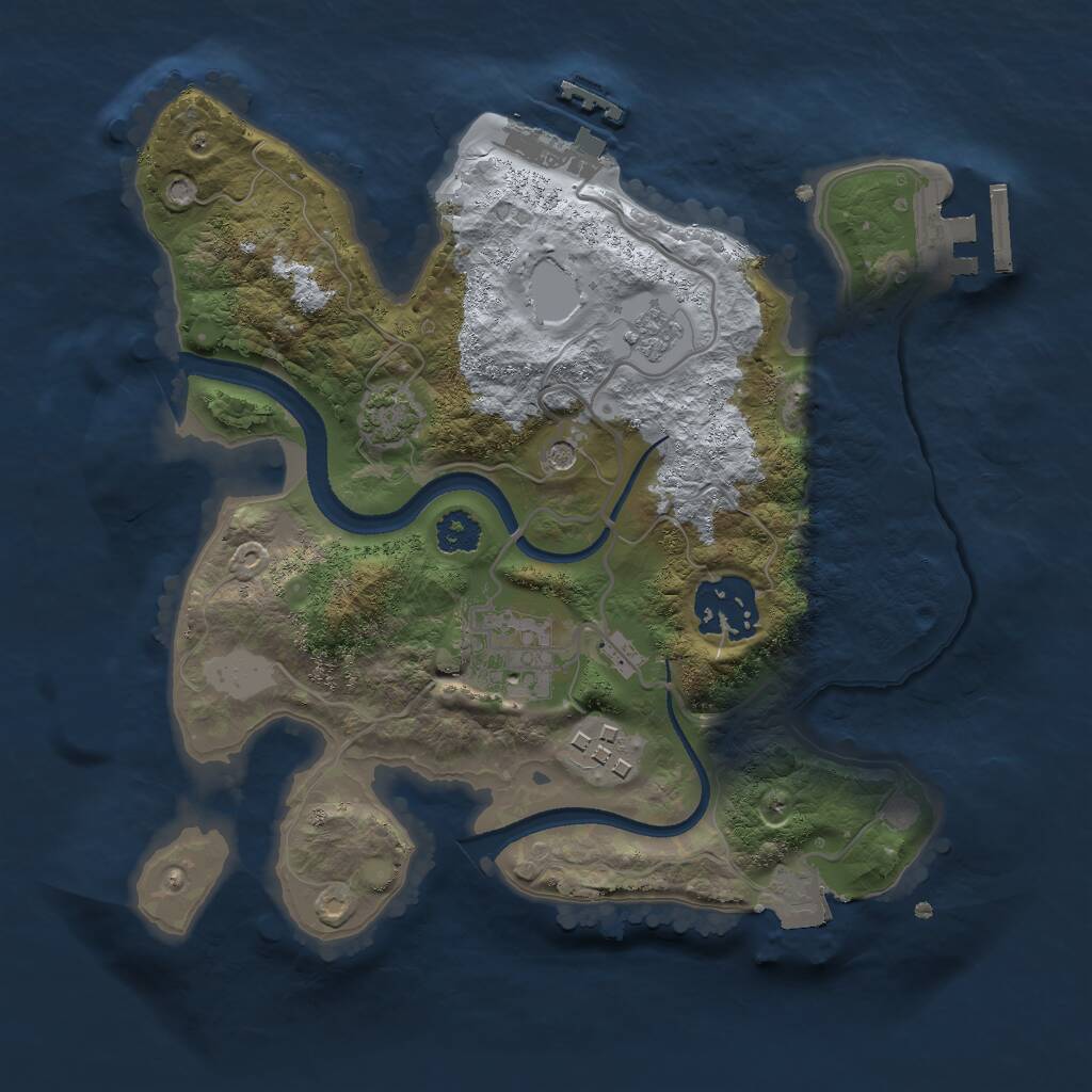 Rust Map: Procedural Map, Size: 2500, Seed: 3644, 9 Monuments