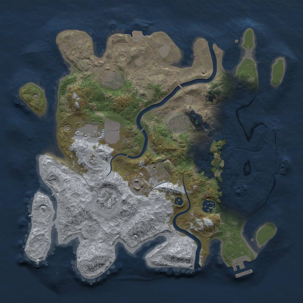Rust Map: Procedural Map, Size: 3500, Seed: 800515310, 14 Monuments