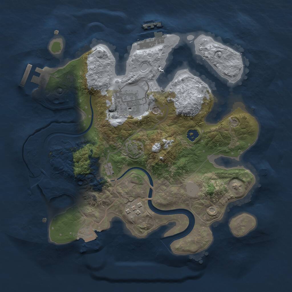Rust Map: Procedural Map, Size: 2500, Seed: 73482275, 7 Monuments
