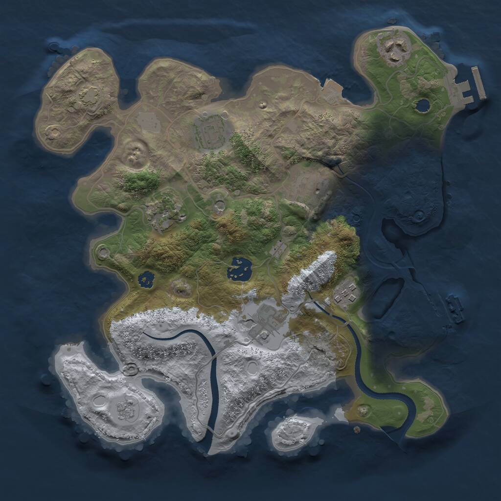 Rust Map: Procedural Map, Size: 3000, Seed: 73257, 13 Monuments