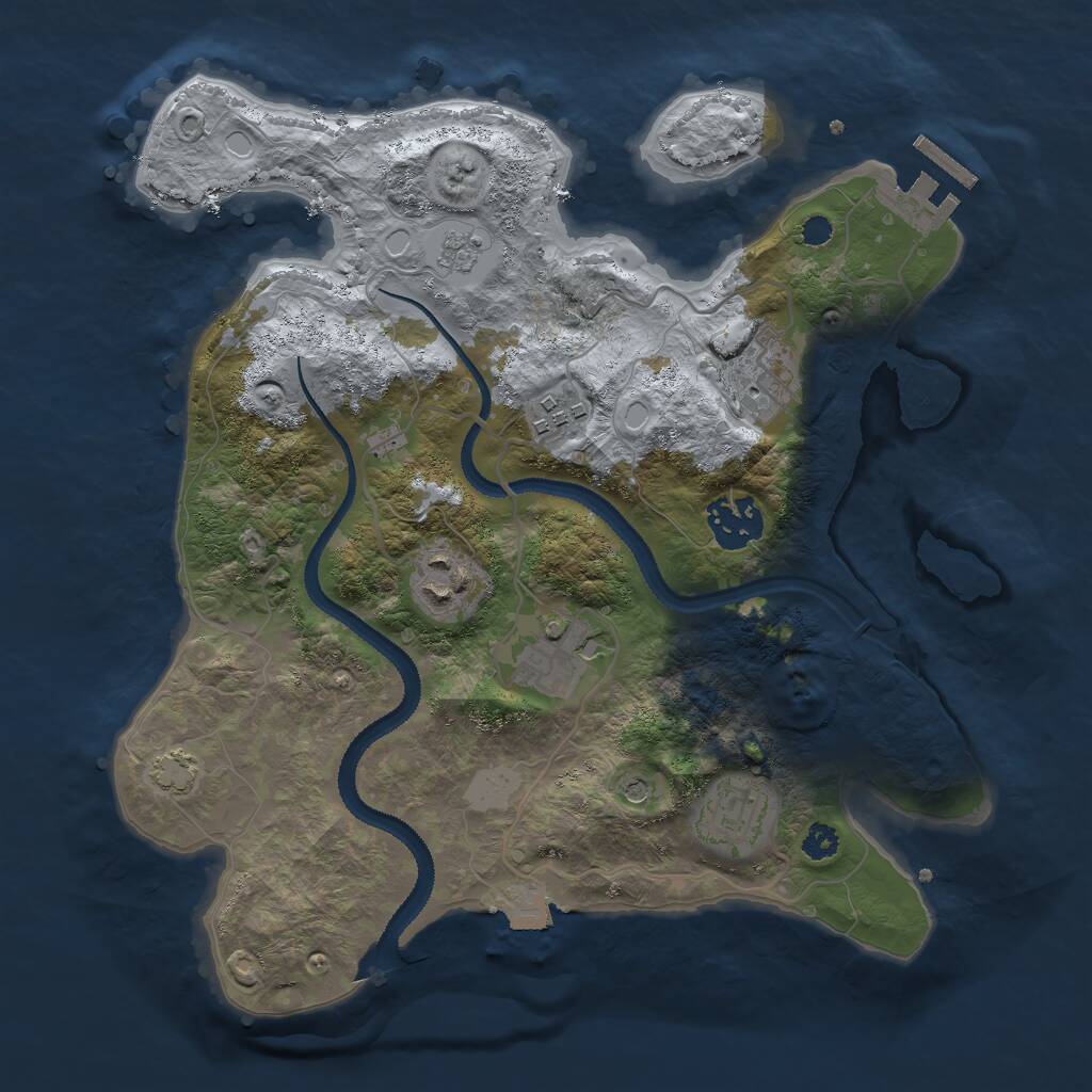 Rust Map: Procedural Map, Size: 3000, Seed: 1333834206, 11 Monuments