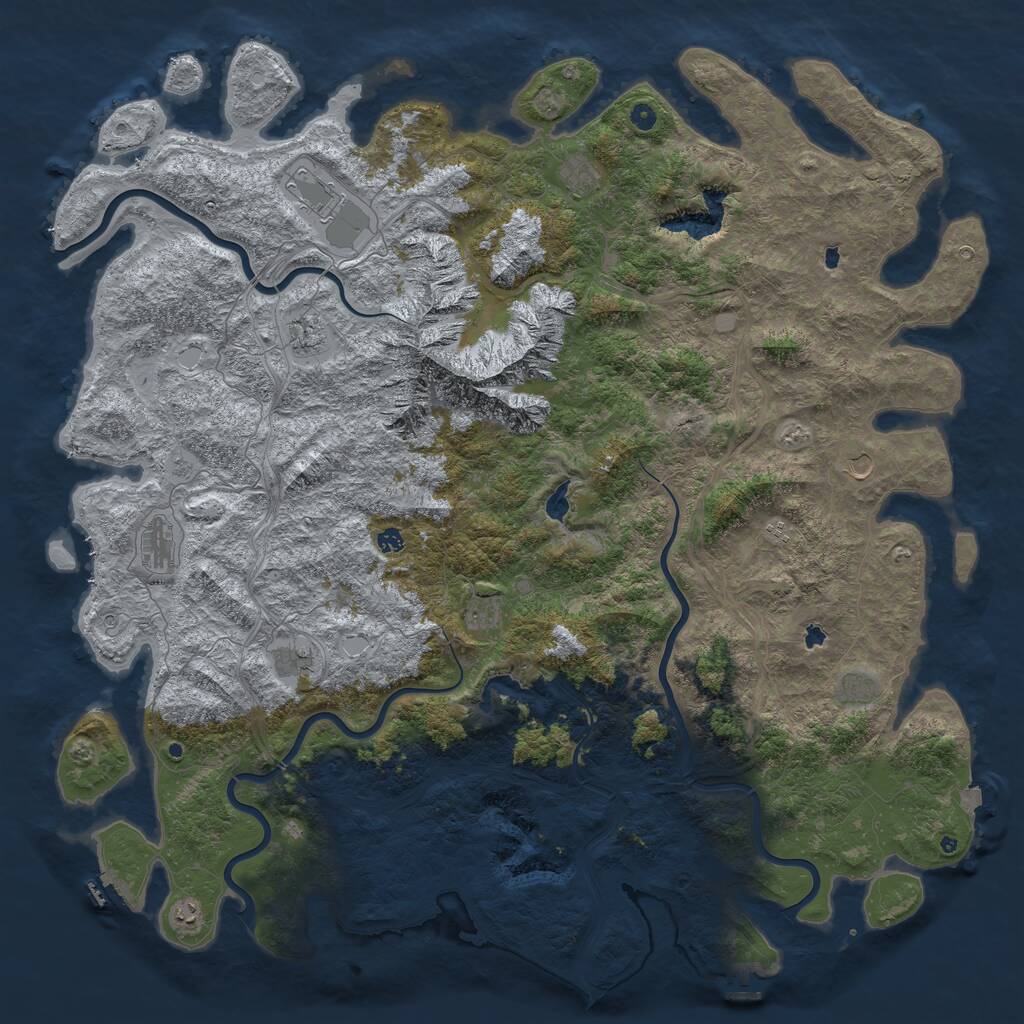 Rust Map: Procedural Map, Size: 6000, Seed: 1261972, 17 Monuments
