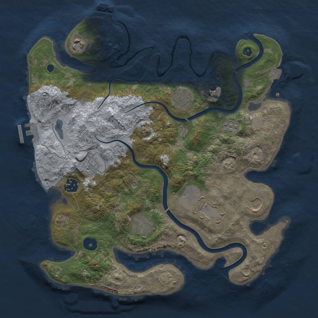 Rust Map: Procedural Map, Size: 3500, Seed: 72543, 14 Monuments
