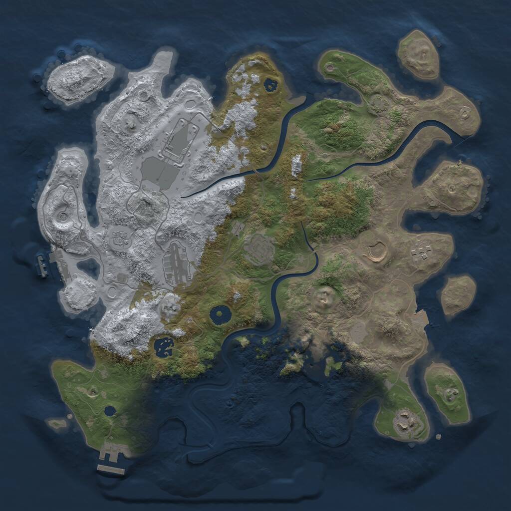 Rust Map: Procedural Map, Size: 3750, Seed: 2619, 14 Monuments
