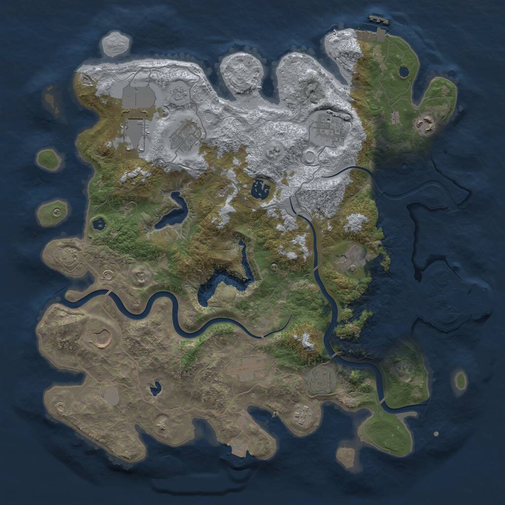 Rust Map: Procedural Map, Size: 4000, Seed: 349438462, 16 Monuments