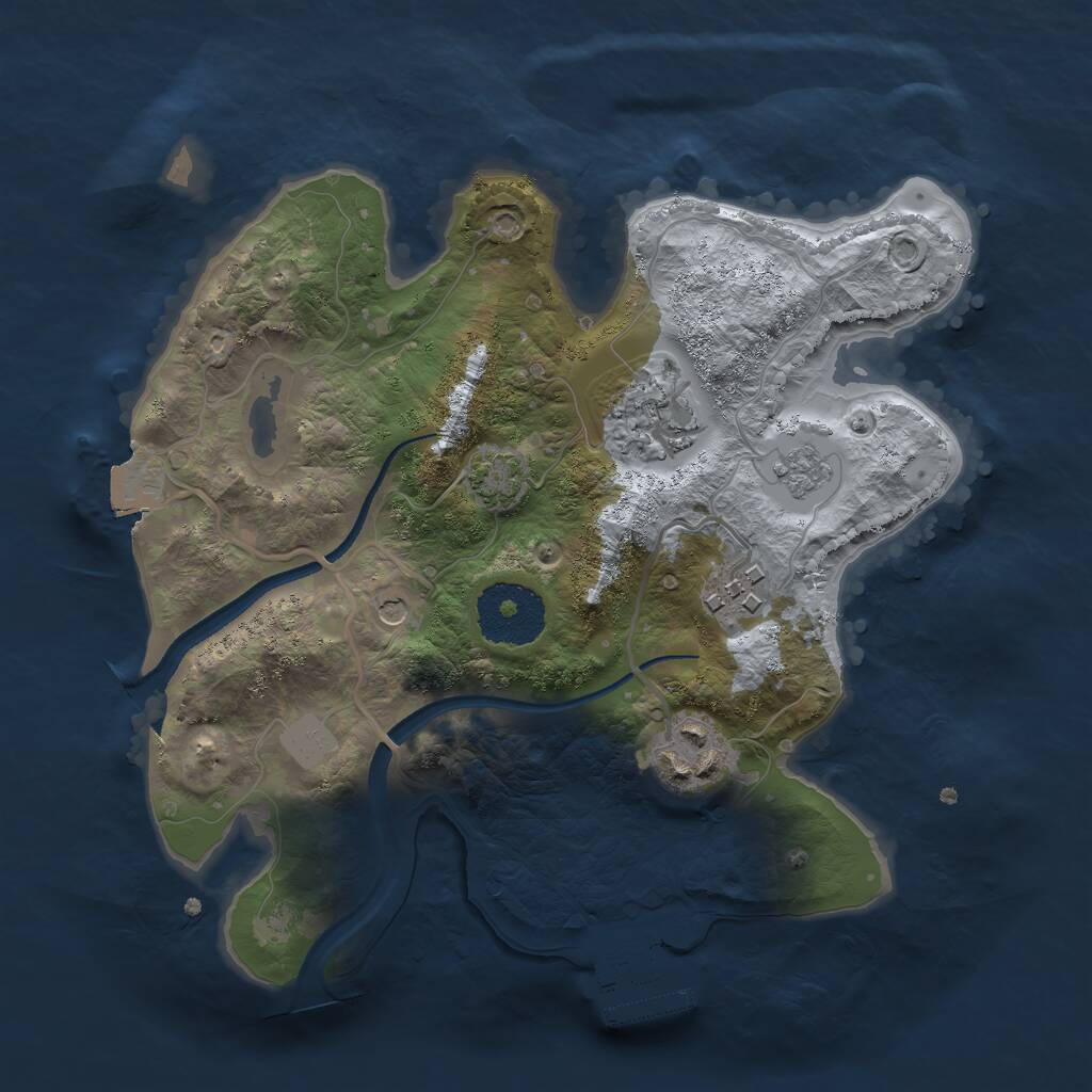 Rust Map: Procedural Map, Size: 2500, Seed: 975591687, 8 Monuments