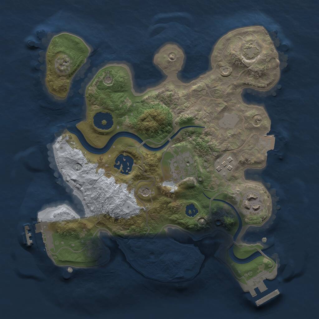 Rust Map: Procedural Map, Size: 2500, Seed: 458673351, 9 Monuments