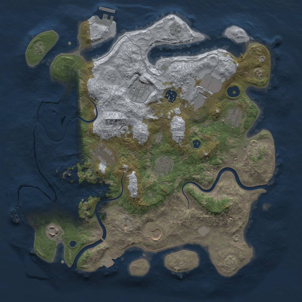 Rust Map: Procedural Map, Size: 3750, Seed: 1708869329, 15 Monuments
