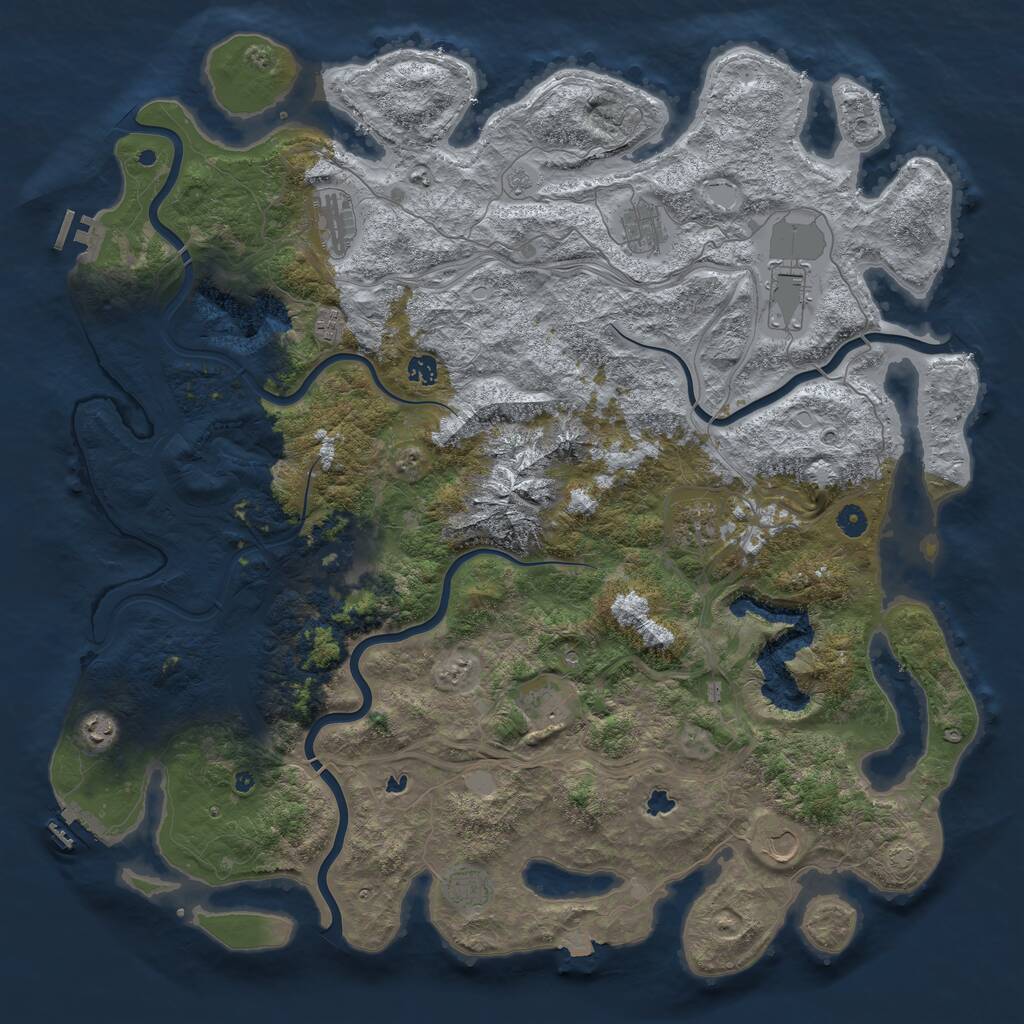 Rust Map: Procedural Map, Size: 5000, Seed: 376630587, 17 Monuments