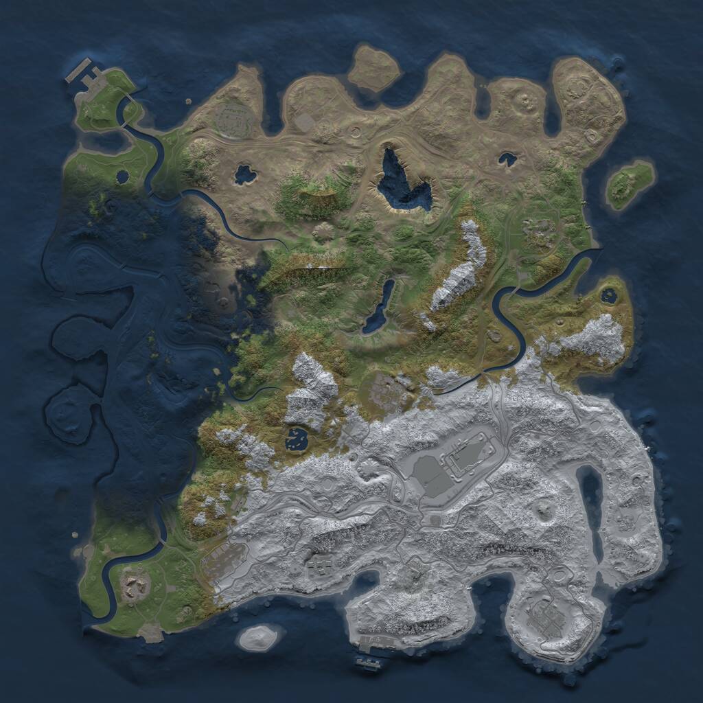 Rust Map: Procedural Map, Size: 4500, Seed: 146075764, 16 Monuments