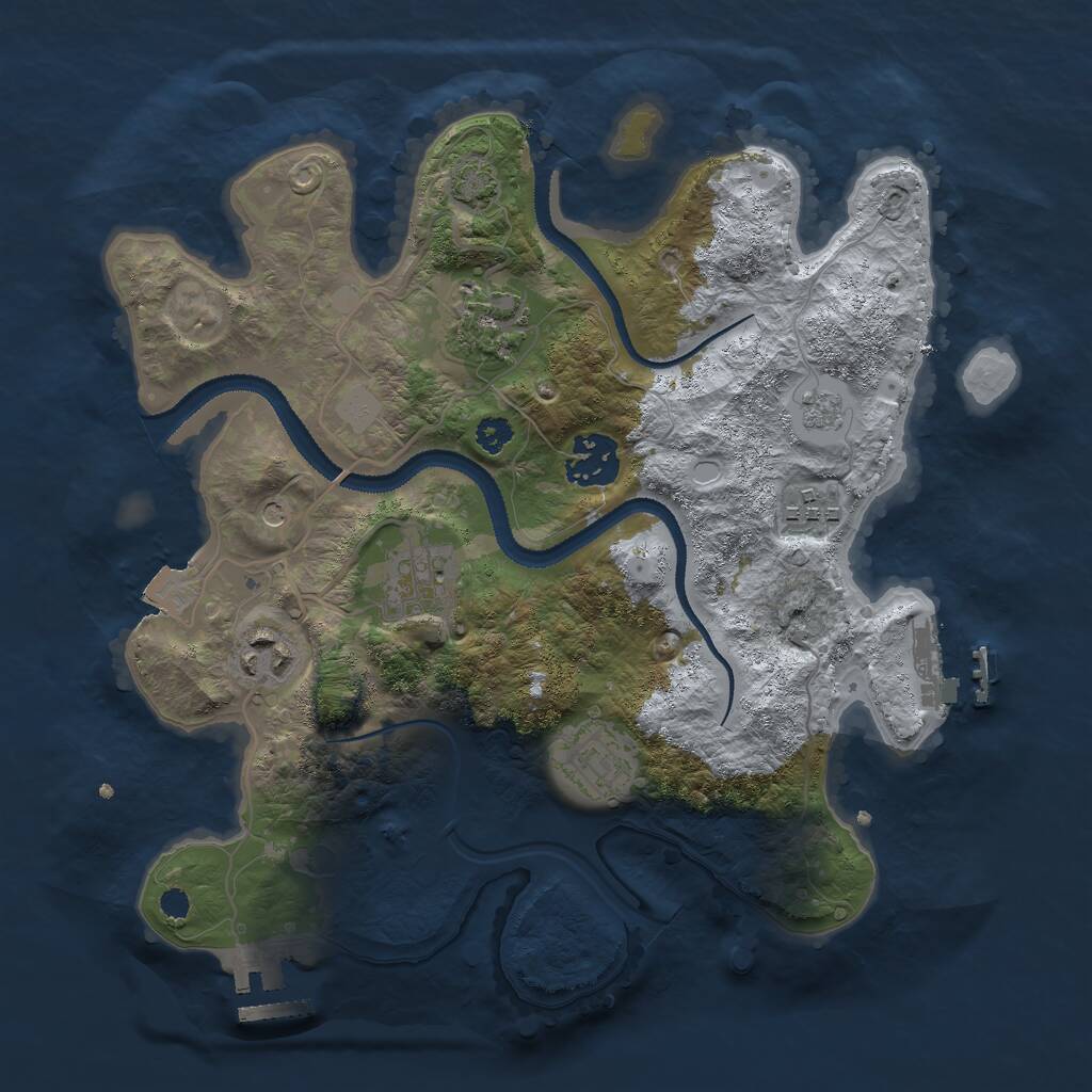 Rust Map: Procedural Map, Size: 3000, Seed: 727100954, 12 Monuments