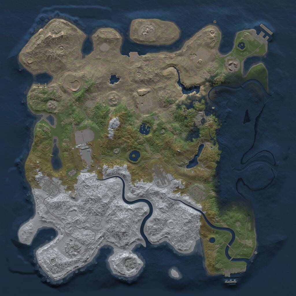 Rust Map: Procedural Map, Size: 4000, Seed: 1098699183, 17 Monuments