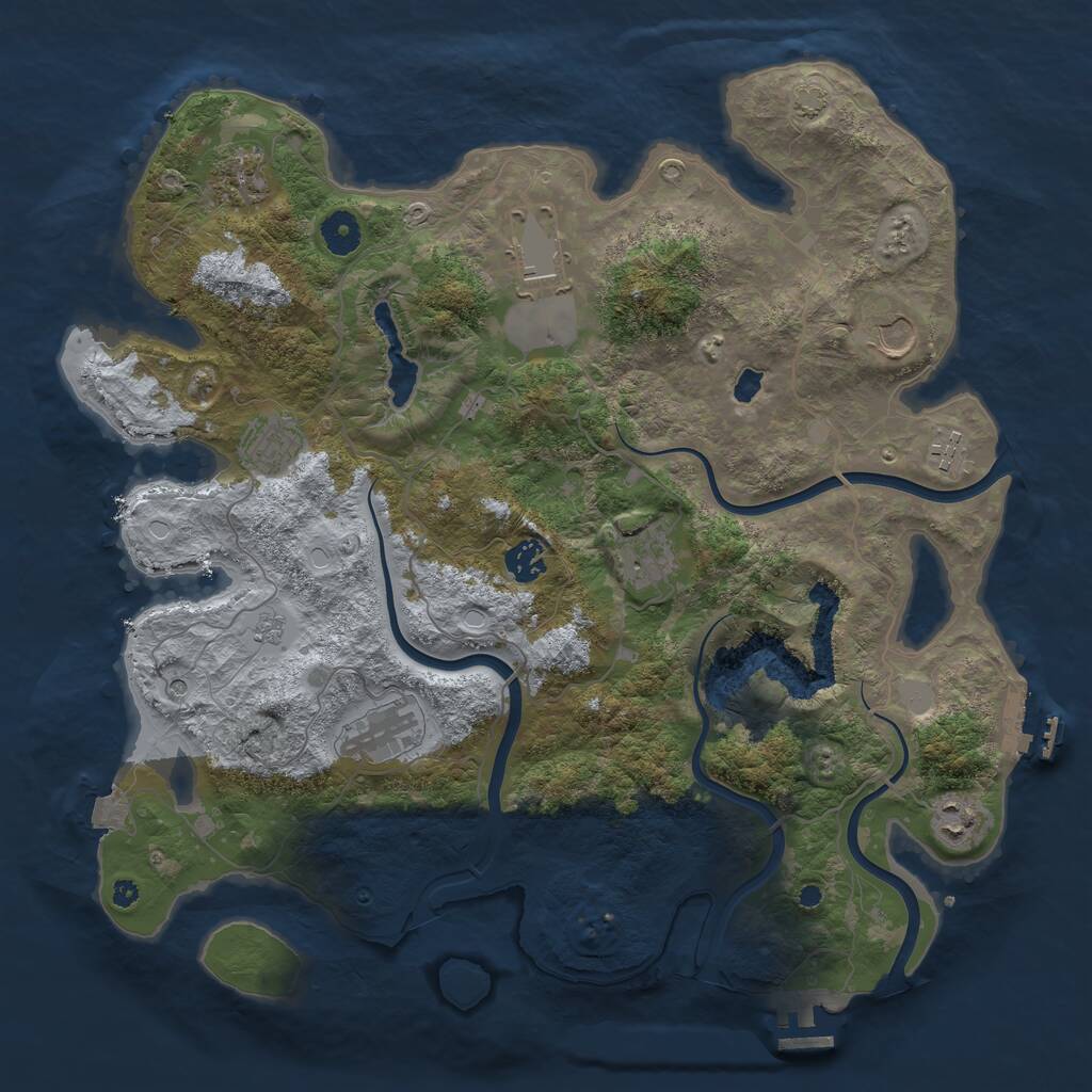 Rust Map: Procedural Map, Size: 4000, Seed: 976119100, 15 Monuments