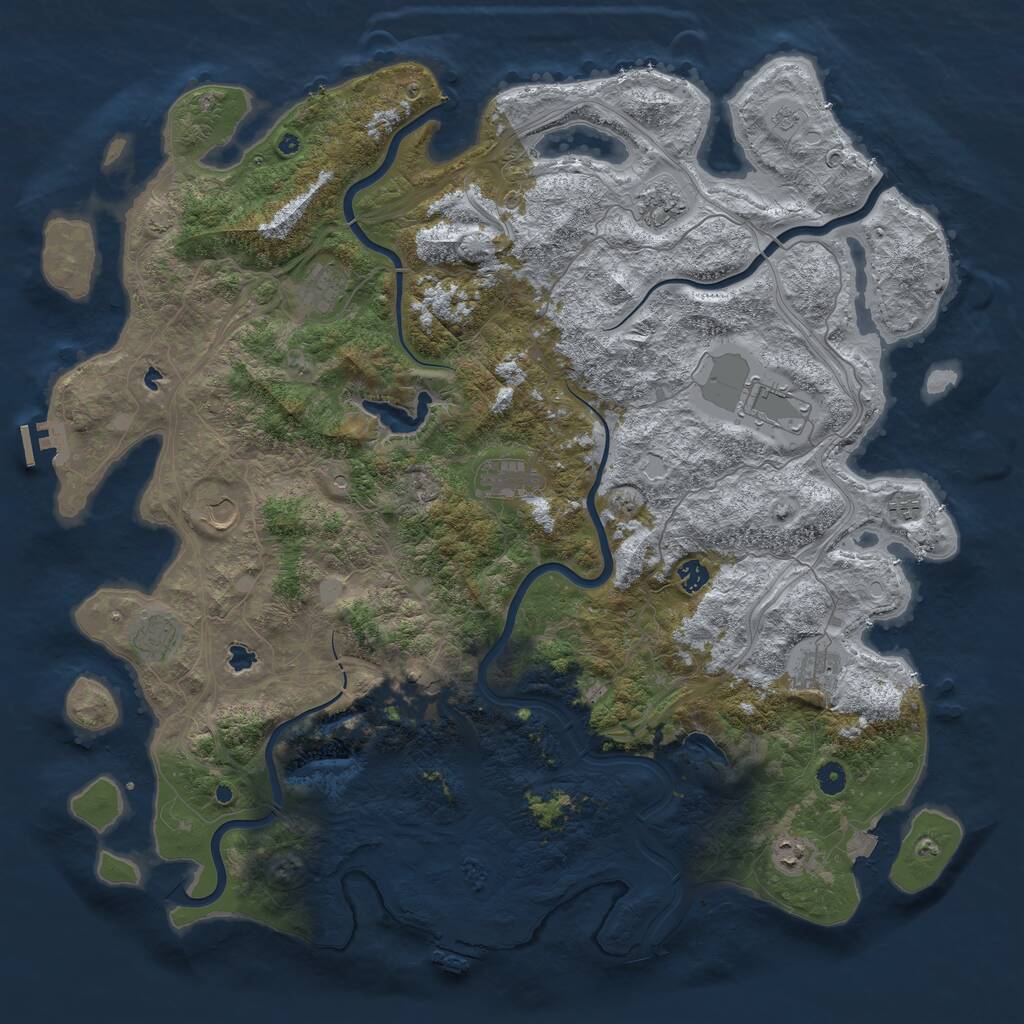Rust Map: Procedural Map, Size: 4999, Seed: 123, 17 Monuments