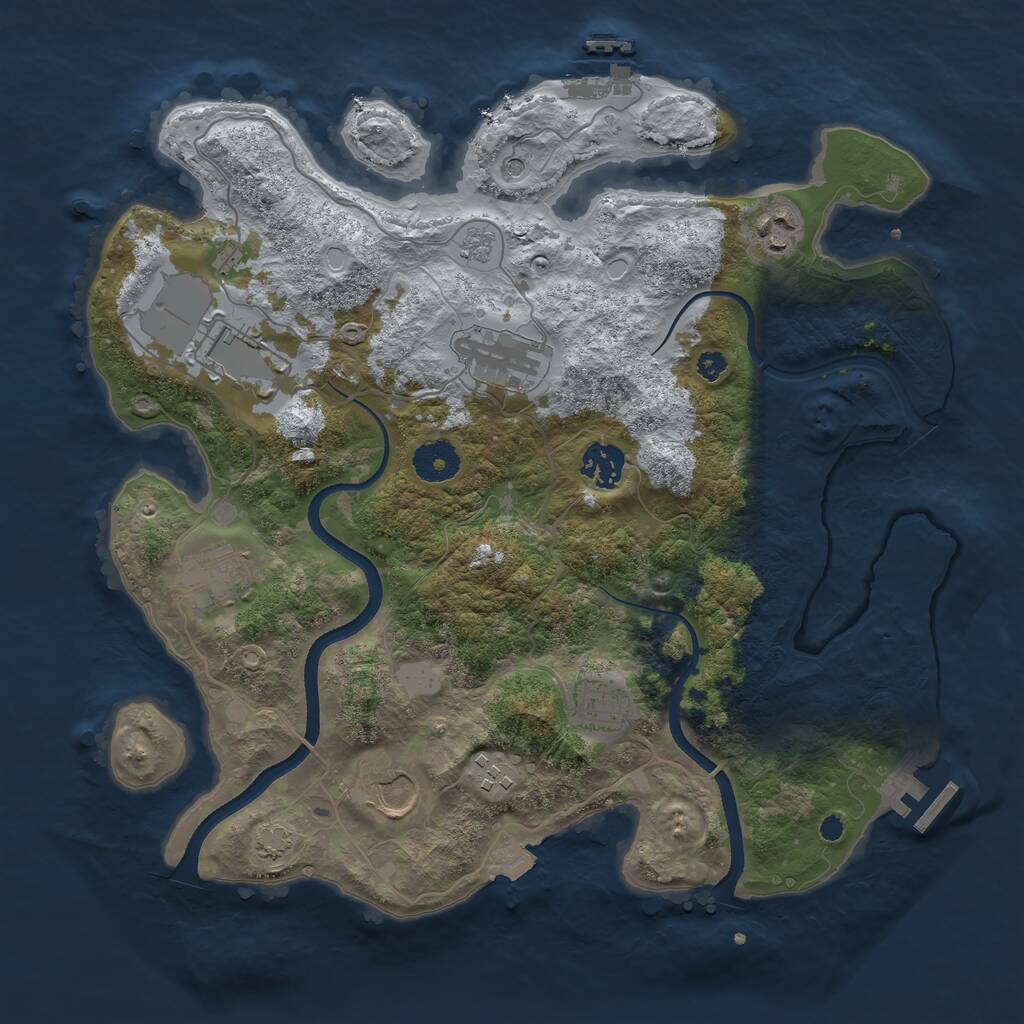 Rust Map: Procedural Map, Size: 3500, Seed: 2810463, 14 Monuments