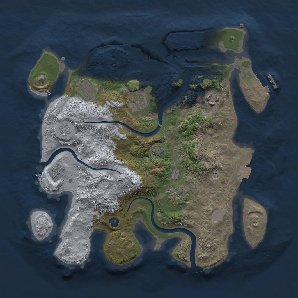 Rust Map: Procedural Map, Size: 3000, Seed: 1100596115, 10 Monuments